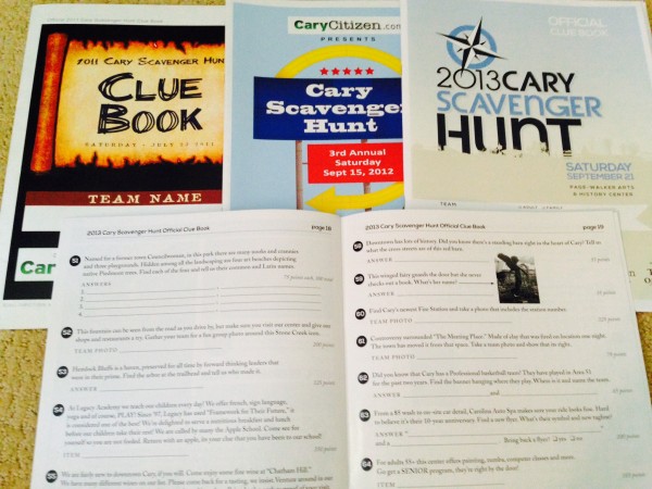 past cluebooks have yielded lots of answers in the Cary Scavenger Hunt adventure