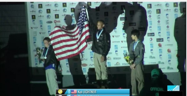 Kai Lightner at the awards ceremony in XXX where he won world championship