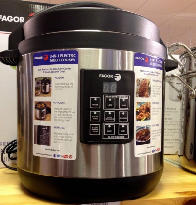 a 3-way cooker takes care of rice, pressure cooking and slow cooking in one device