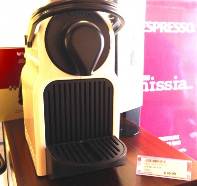 Nespresso makes several sized coffee makers. this one at Whisk is ideal for an office or first apartment