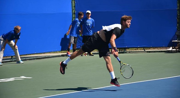 Ryan Harrison in his match on Tuesday, September, 15, 2015 against Facundo Mena (Argentina). Ryan won his match 6-1.