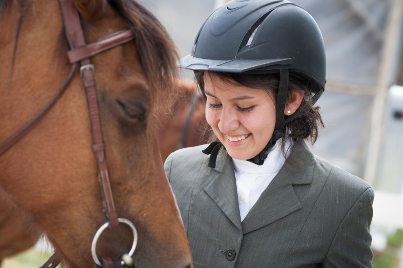 smiling girland horse